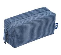 Oxford Astuccio per la scuola, in velluto a coste, 20 cm per cancelleria, borsa per cosmetici con fodera floreale blu