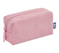 Oxford Astuccio per la scuola, in velluto a coste, 20 cm per cancelleria, borsa per cosmetici con fodera floreale rosa