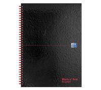 Oxford Black n' Red A4 Wirebound Hardback Recycled Notebook Single Hard cover