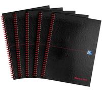 Oxford Black n ' Red, quaderno A4 con copertina rigida, lucido, rilegato a filo, foderato e perforato, confezione da 5