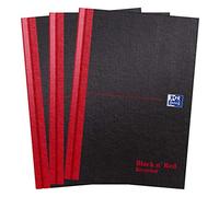 Oxford Black n' Red Quaderno A5 con copertina rigida, riciclato, rilegato a righe, confezione da 3