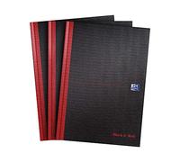 Oxford Black n' Red - Quaderno con copertina rigida, formato A4 Confezione da 3 A4