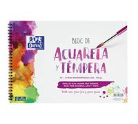 Oxford Blocco acquerello e tempera scolastica A4+ copertina morbida/controstrato rigido, 10 fogli da 300 g, con spirale