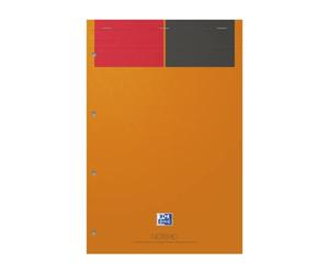 Oxford - Blocco appunti International Notepad, A4+, a righe 6 mm / 4 fori, 80 fogli, con punti metallici