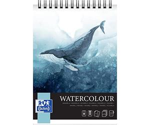 Oxford Blocco per acquerello A4, 10 fogli, 300 g, a spirale su pagina più corta
