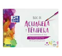 OXFORD Blocco per acquerello e tempera scolastica A3 + copertina morbida/copertina rigida 10 fogli 300 g liscia, blocco a spirale