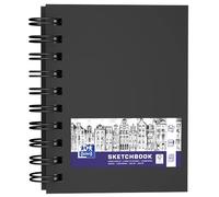 Oxford Blocco per schizzi, formato A6, copertina rigida, rilegatura a spirale, 80 fogli, 100 g, colore: nero, confezione da 5