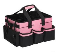 Oxford - Borsa organizer per attrezzi di pulizia, grande capacità, impermeabile, per scope e mocio, multi scomparto con manico, grigio, 37 x 23,5 cm (rosa)