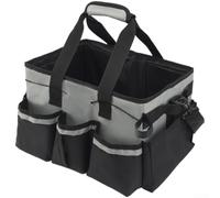 Oxford - Borsa organizer per utensili di pulizia, grande capacità, impermeabile, per scope e mocio, multi scomparto con manico, grigio, 37 x 23,5 cm (grigio)