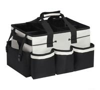 Oxford - Borsa organizer per utensili di pulizia, grande capacità, impermeabile, per scope e mocio, multi scomparto con manico, grigio, 37 x 23,5 cm (bianco)