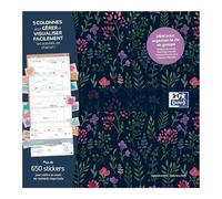 Oxford Calendario scolastico con fiori, 16 mesi, 30 x 30 cm, 1 mese su 2 pagine, anno 2023-2024, giungla francese