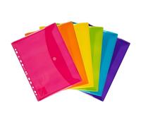 Oxford cartella portadocumenti in formato A4, con chiusura in velcro e foratura europea, confezione da 6 pezzi, plastica trasparente A4 6 colori.