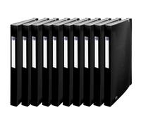 Oxford Cartellina portadocumenti formato A4, 12 scomparti, in plastica, con elastico, 10 pezzi, colore: Nero