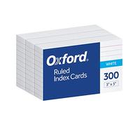 Oxford - Cartoncini bianchi, dimensione 7,62 cm x 12,7 cm, 100 pezzi a righe 3 x 5, 300 cards White