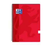 Oxford Classic - Pack de 5 cuadernos espirales, tapa plástico, 1 línea horizontal, color rojo