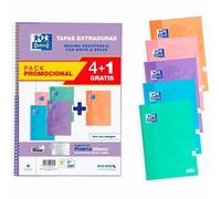 Oxford Classic Write & Erase Pack 4+1 5 Quaderno a spirale Follio Crich 4x4mm - 80 fogli - Copertine Straggenti con bianca arde NEW