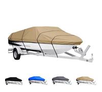 Oxford Cloth Boat Covers,Telo Barca Impermeabile 4000PA,accessori barca,Impermeabile, Antivento e Resistente ai Raggi UV per Tri-Scafo,Barca da Sci da Pesca（color cachi-17-19FT）