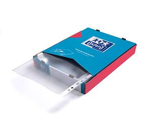 OXFORD Confezione da 100 buste forate A4 Polypro grana spessore 7/100° incolore