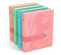 OXFORD Confezione da 14 raccoglitori touch A4XL dorso 40 mm 4 anelli tondi copertina per carta laminata colori assortiti