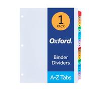 Oxford Divisori per raccoglitori, 1 set con linguette dalla A alla Z, multicolore, 21 x 27 cm, divisori in carta dalla A alla Z, per raccoglitori a 3 anelli, modelli online gratuiti disponibili, per