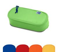 Oxford Girls Boys Oval Pencil Case with Pen Holder Durable Light Green