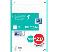 Oxford Hamelin Ricarica Blocco A4 100+20 Fogli Quadretti 5x5 4 Fori
