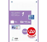 Oxford Hamelin Ricarica Blocco A4 100+20 Fogli Quadretti 5x5 4 Fori