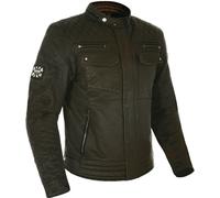 Oxford Hardy Wax Giacca moto in tessuto, verde, taglia S per maschi