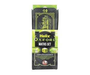 Oxford Helix - Set per matematica, in marmo verde e nero, 9 pezzi, con righello, bussola, goniometro, matita e gomma, per scuola, esami e studenti