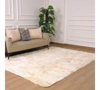 Oxford Homeware Tappeto per soggiorno - Tappeto tie-dye color crema per camera da letto e corridoio 80 x 150 cm antiscivolo - moderno super morbido peluche soffice tappeto Shaggy per salotto - non