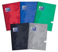 Oxford Kladde - Quaderno formato A4, 96 fogli, linea, confezione da 5 pezzi, colori assortiti