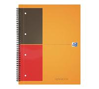 Oxford N01502P - doppio quaderno a spirale 100 fogli, A4, arancio, rosso e nero