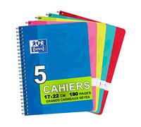 Oxford Office Classic 100101540 - Taccuino a spirale con grandi piastrelle 17 x 22 cm, 180 pagine abbinabili, confezione da 5 pezzi