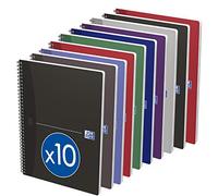 Oxford Office Essentials 100100385 confezione da 10 Quaderno a righe rilegato con copertina morbida, 100 pagine, colori assortiti