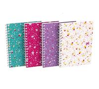 Oxford piccolo notebook A6 Checkered confezione da 10 con 50 foglia modello fiore bianco doppia spirale 4 disegni assortiti