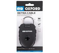 Oxford Products LK100 Lucchetto a combinazione a 4 cifre con cavo retrattile da 75 cm, nero, taglia unica