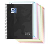 Oxford, Quaderno A4 a griglia 5 x 5, copertina estratta, 10 bande colorate, 150 fogli microforati, colore nero