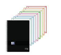 OXFORD Quaderno A4 Quadrato, copertina in plastica, 8 strisce colorate, fogli microperforati, colore nero, 400162875