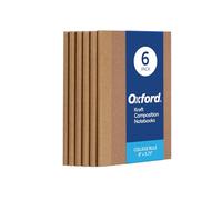 Oxford Quaderno per composizione, confezione da 6 pezzi, carta a righe, 14 x 20 cm, formato piccolo, 60 fogli, copertina in carta kraft (63831)