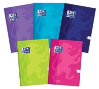 Oxford Quaderno scolastico Kladde A4, 96 fogli a quadretti, confezione da 5 pezzi, colori assortiti