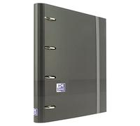 OXFORD Raccoglitore 4 anelli A4+, coperchio estraibile, chiusura con cartone e ricambio griglia 5 x 5 con 5 bande di colore include lavagna e fogli di adesivi, colore nero, 400160530