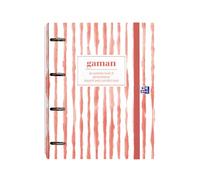 Oxford, Raccoglitore a 4 anelli A4+, con coperchio estraibile, chiusura con gomma, include ricarica griglia 5x5 con 5 bande di colore. Design: Gaman