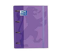 Oxford, Raccoglitore a 4 anelli A4+ con copertina extra con gomma. Include griglia di ricambio 5 x 5. Colore Malva