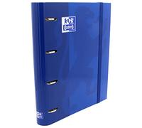 Oxford Raccoglitore a 4 anelli con ricarica ed elastico, copertina extra rigida con ricambio, colore blu navy, 80 fogli a quadretti, formato A4+