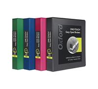 Oxford Raccoglitori a 3 anelli, 3,8 cm, con anelli a D facili da aprire, cerniere resistenti, antiaderenti, senza PVC, colori assortiti, confezione da 4 (79907)