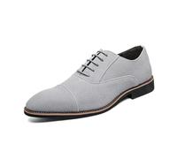 Oxford - Scarpe da uomo classiche con lacci, in pelle scamosciata, comode, per ufficio, Grigio, 45 EU