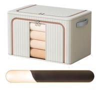 Oxford - Scatola portaoggetti pieghevole in tessuto a righe con coperchio, per armadio, camera da letto, contenitore portaoggetti (blu, 100 l, 60 x 42 x 40)