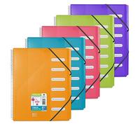 OXFORD School Life A4 - Raccoglitore a spirale con 6 scomparti in polipro, colori tonici