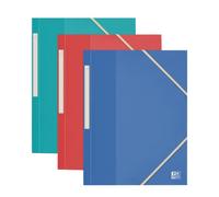 OXFORD School Life Recyc+ 3 Pochettes Plastiques 3 Rabats A4 avec Elastique Couverture Polypro Recyclé Couleurs Assorties