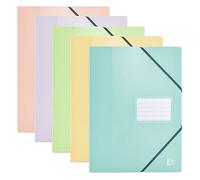 OXFORD Set di 12 protezioni per documenti con elastico School Life A4, 80 viste, 40 tasche in polipropilene, colori pastello assortiti